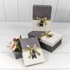 Rectangular box with bow "Wonderful" Gray